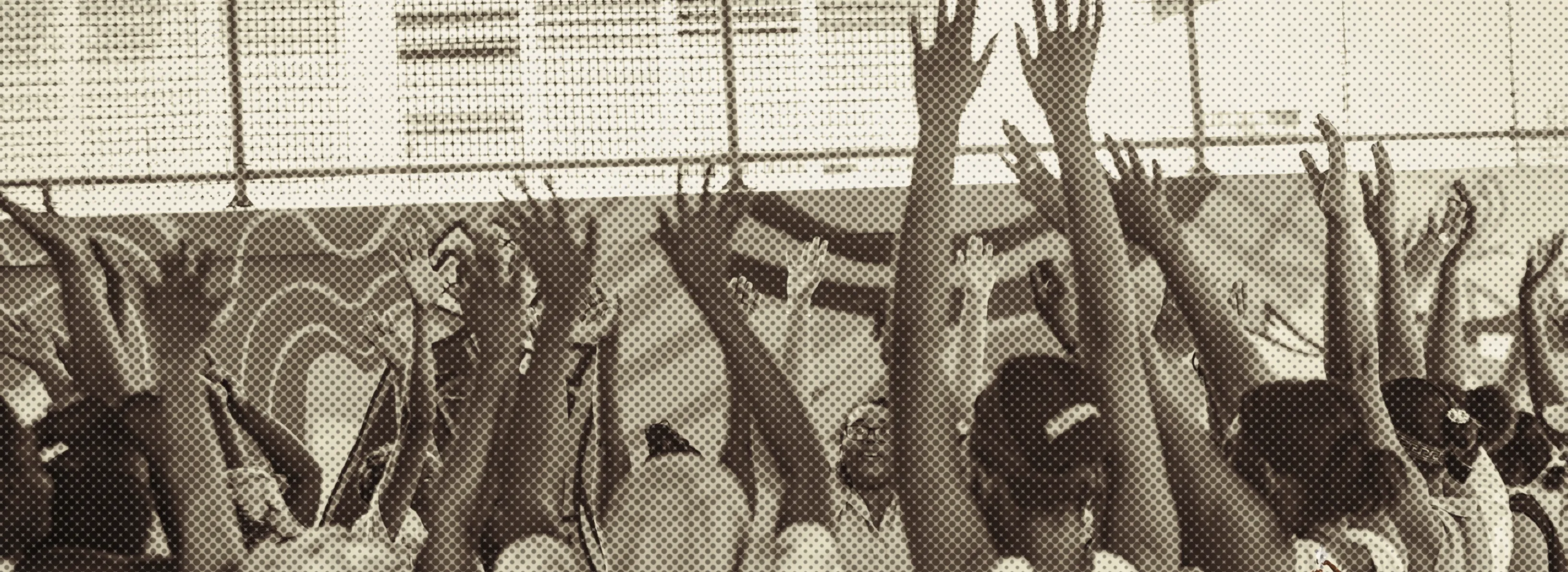 Nègès Mawon members gathered at a public action